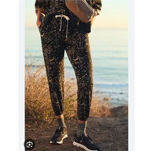 Anthropologie Electric & Rose Joggers L Black Star Moon Celestial Sweatpants NEW
